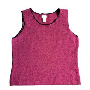 2/$18 SALE! Vtg Sigrid Olsen Sport Tank Top Womens Sleeveless Knit L Pink Beaded